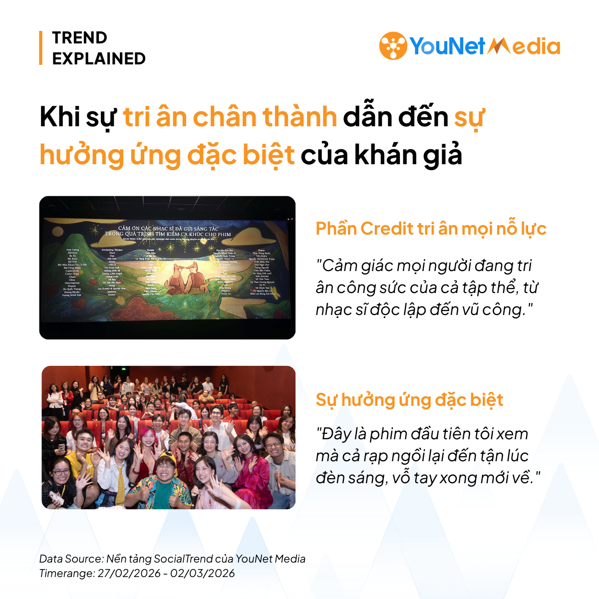 sự tử tế và sự đề cao của khán giả đối với cảm ơn người đã thức cùng tôi