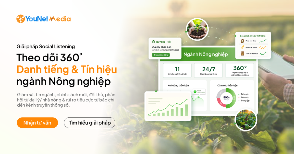 YouNet Media giới thiệu Bộ giải pháp Giám sát Danh tiếng & Tín hiệu thị trường ngành Nông nghiệp